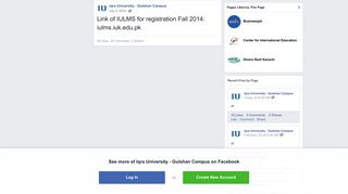Link of IULMS for registration Fall... - Iqra University - Gulshan Campus ...