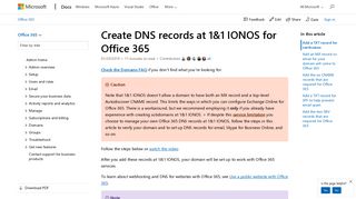 Create DNS records at 1&1 IONOS for Office 365 | Microsoft Docs