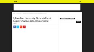 Igbinedion University Students Portal Login | www.iuokada.edu.ng ...