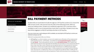 Bill Payment Methods - Bursar - IUP
