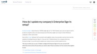 How do I update my company's Enterprise Sign-In setup?