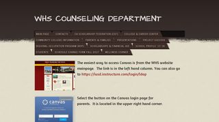 Canvas log in information for parents - WHS Counseling Department