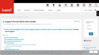 Support Portal Quick Start Guide | Ivanti User Community