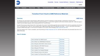 Transition From I-Vault to IAMS Reference Materials - MTA
