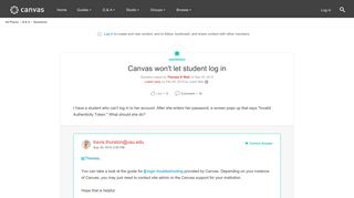 Canvas won't let student log in | Canvas LMS Community