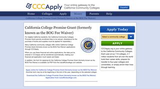 California College Promise Grant (formerly known as the BOG Fee ...