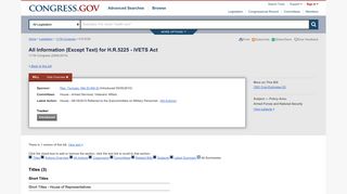 All Info - H.R.5225 - 111th Congress (2009-2010): iVETS Act ...