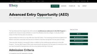 Advanced Entry Opportunity (AEO) | Ivey HBA Program