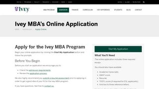 Ivey MBA Online Application