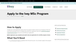 Apply to the Ivey MSc Program - Start Your Application Now | Ivey MSc