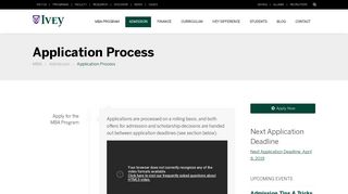 Application Process | Ivey MBA Program - Ivey Business School