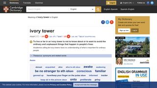 IVORY TOWER | meaning in the Cambridge English Dictionary