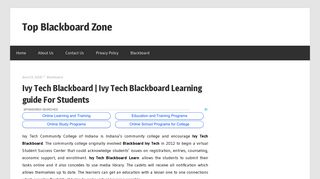 Ivy Tech Blackboard | Blackboard Ivy Tech Learning & Login Guide