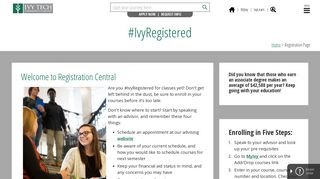 Registration Page - Ivy Tech Community College of Indiana
