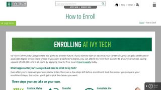 How to Enroll - Ivy Tech Community College of Indiana