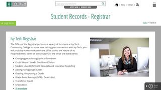 Registrar - Ivy Tech Community College of Indiana
