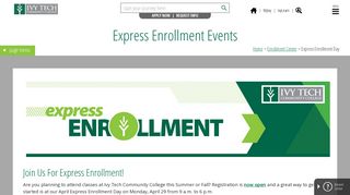Express Enrollment Day - Ivy Tech Community College of Indiana