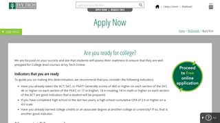Apply Now - Ivy Tech Community College of Indiana