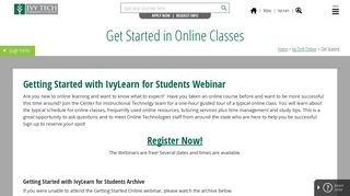 Get Started - Ivy Tech Community College of Indiana