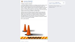 **iWaikato outage this weekend** A... - University of Waikato | Facebook