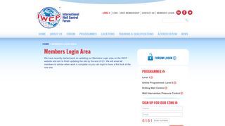 Members Login Area - International Well Control Forum