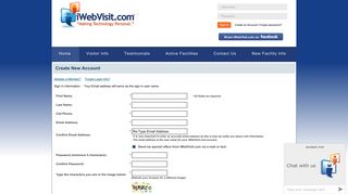 Create an Account - iWebVisit Visit Scheduling