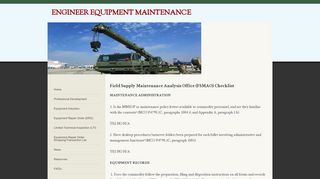 FSMAO Checklist - ENGINEER EQUIPMENT MAINTENANCE