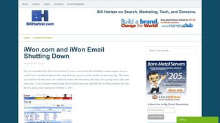 iWon.com Website and iWon Email Service Shuts Down - Bill Hartzer