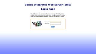 VBrick Integrated Web Server (IWS) Login
