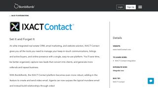 IXACT Contact CRM Integration with BombBomb - Video Email using ...