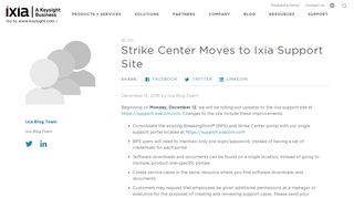 Strike Center Moves to Ixia Support Site | Ixia