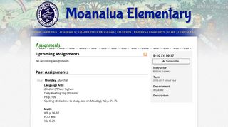 Assignments - Moanalua Elementary
