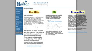 Parent Letters - Mrs. Gomes Grade 3 - Renton School District