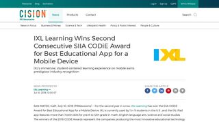 IXL Learning Wins Second Consecutive SIIA CODiE Award for Best ...