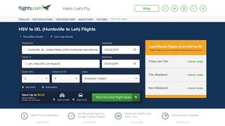 HSV to IXL 2018: Huntsville to Leh Flights | Flights.com