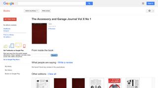 The Accessory and Garage Journal Vol X No 1