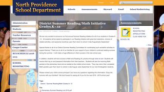 District Summer Reading/Math Initiative Grades K - 12 | North ...