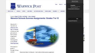 Warwick Schools Summer Assignments: Grades 7 to 12 | WarwickPost ...