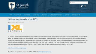 St. Joseph Catholic School - IXL Learning introduced at SJCS...