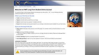 Student Access - IYWT Web - It's Your World, Travel!