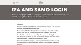 Iza and Samo Login - The Giving Pledge