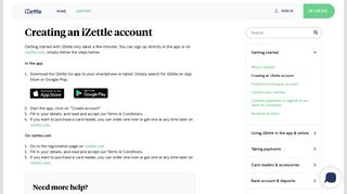 iZettle | Help - Creating an iZettle account