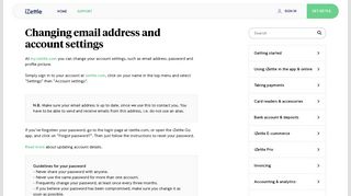 iZettle | Help - Changing email address and account settings