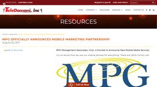 MPG Officially Announces Mobile Marketing Partnership! - TeleDomani