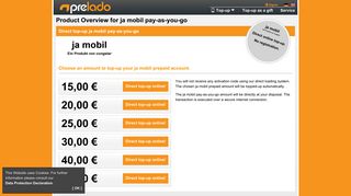 ja mobil pay-as-you-go top-up with prelado