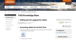 Setting Up And Logging Into Jabber | FAQ Knowledge Base | <span class=
