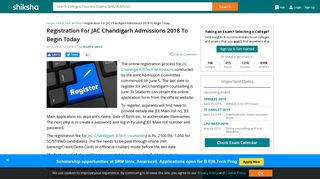 Registration For JAC Chandigarh Admissions 2018 To Begin Today ...
