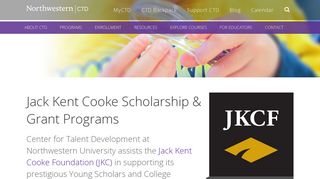 Jack Kent Cooke Scholarship | Northwestern Center for Talent ...