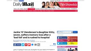 Jackie 'O' Henderson's daughter Kitty suffers memory loss after ...