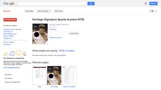 Heritage Sports Auction Signature Catalog #705